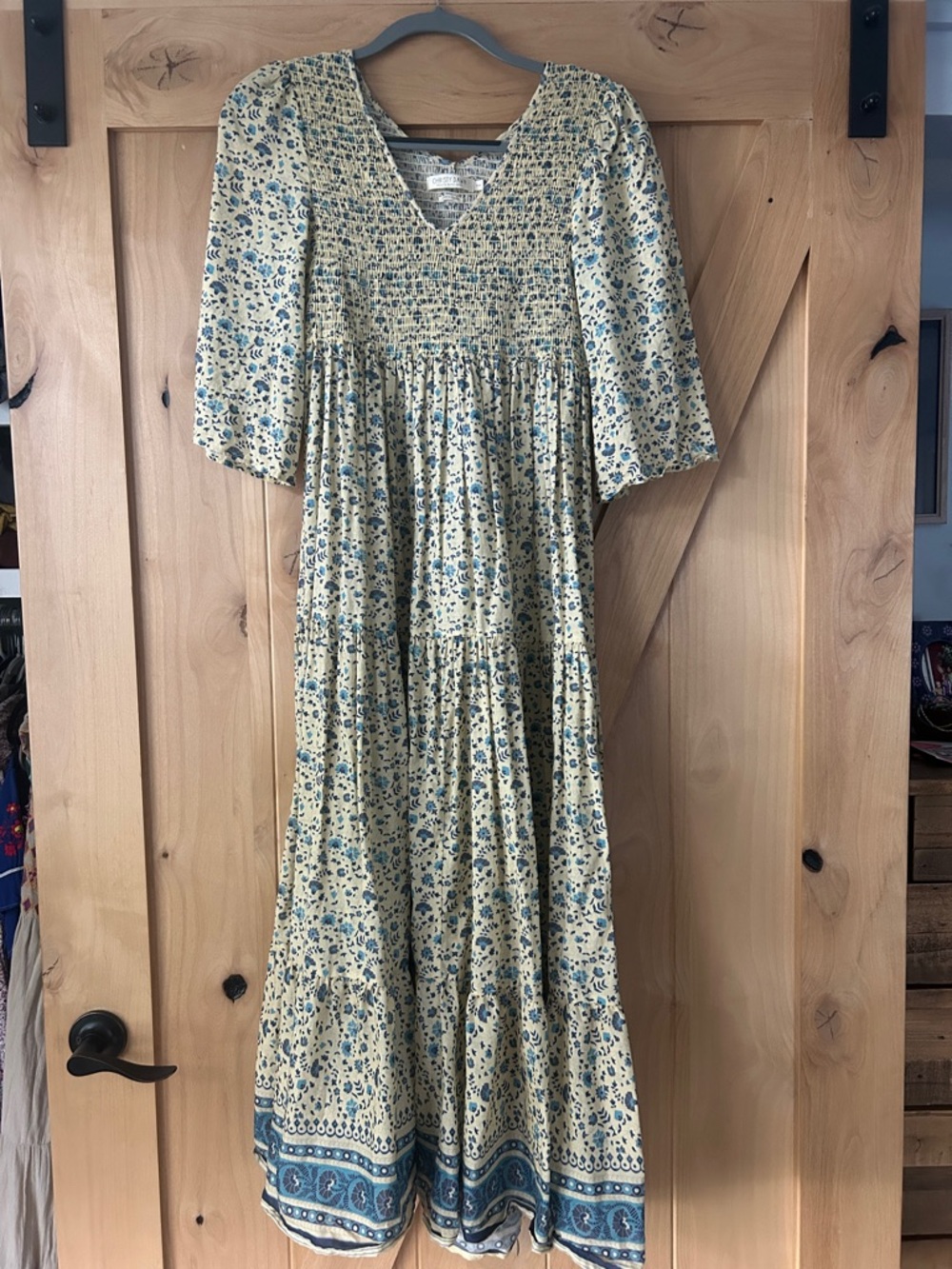 Christy Dawn Yellow and Blue Floral Tiered Maxi Dress